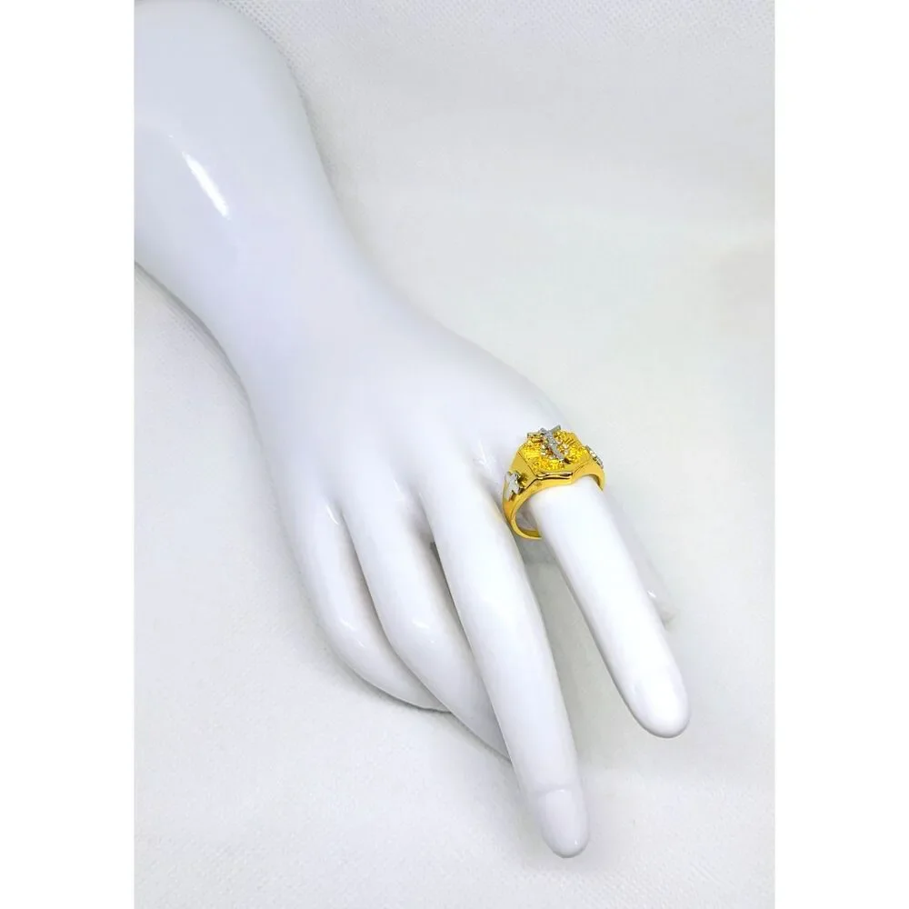 Men's NEW size 10 Jesus Cross CZ Gold & Silver 2 Tone Christian/Cross Ring